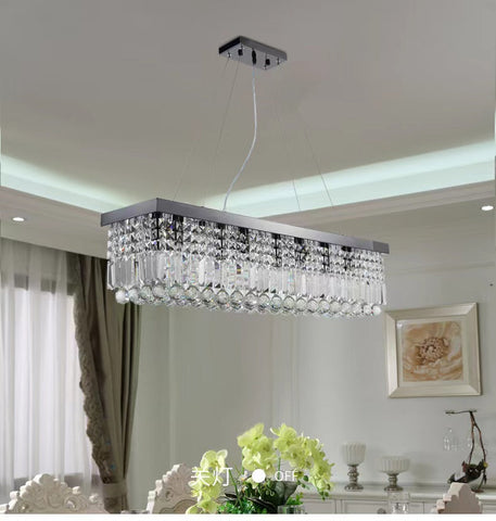 Modern Crystal Light Fixtures Retangle Island Chandelier For Kitchen And Dining Room