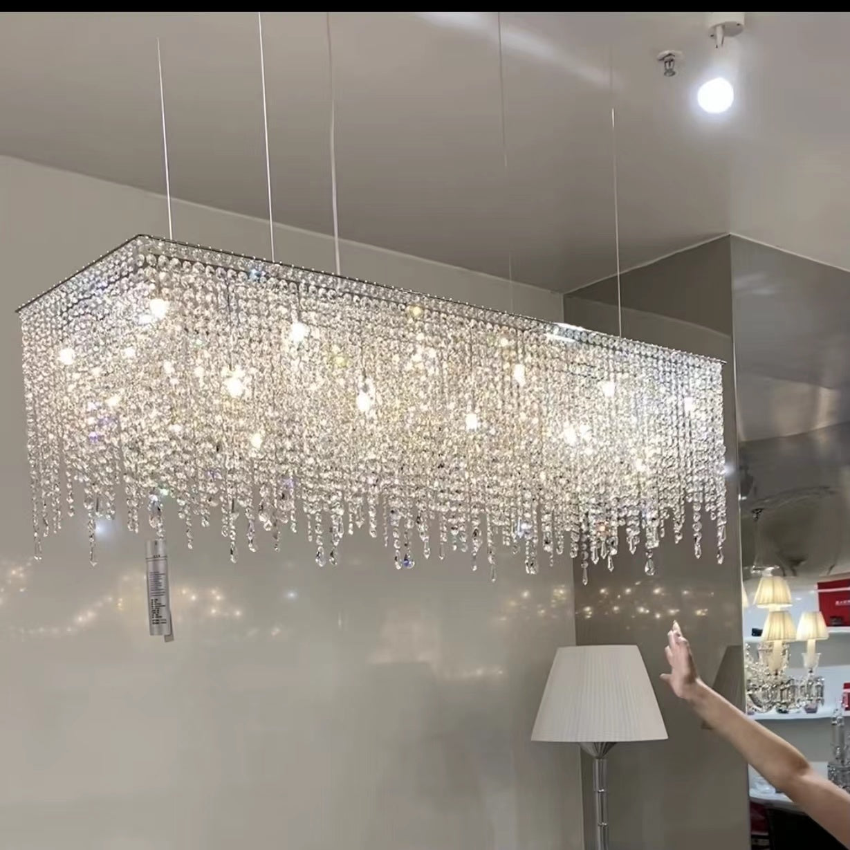 Tassel Rectangle Crystal Chandelier For Dining Room Island Kitchen