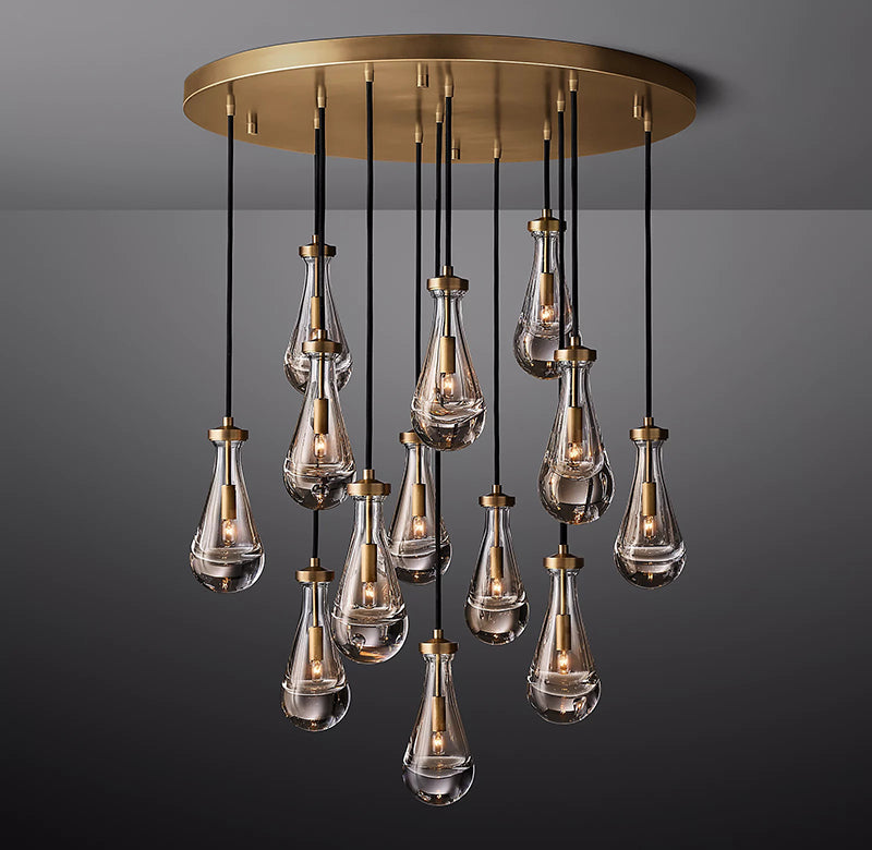 Raindrop Glass Round Chandelier 36"