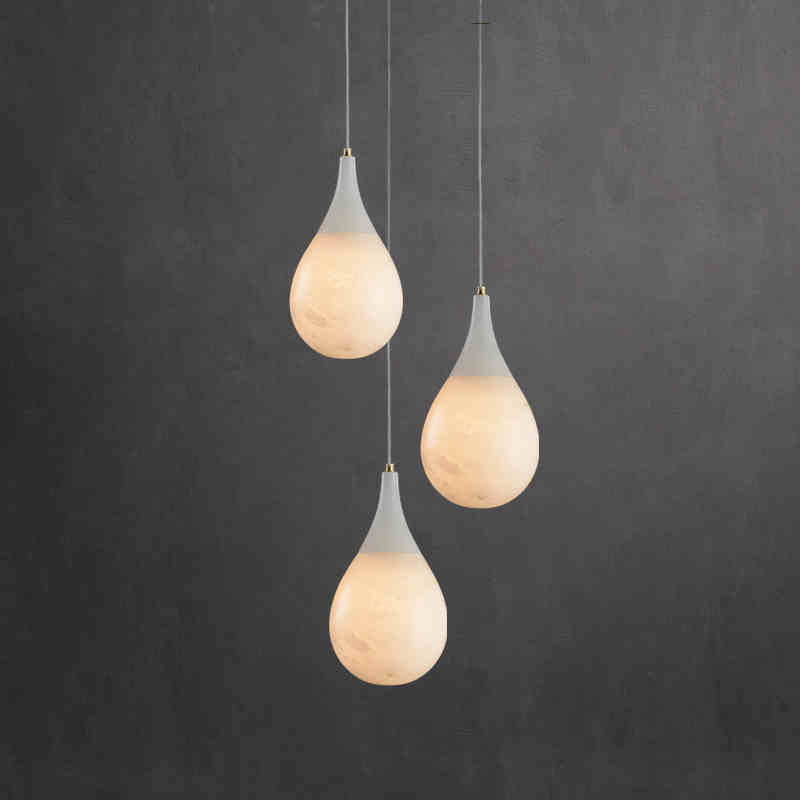 Cleo Teardrop Alabaster Pendant, Kitchen Island Pendant Lamp Fixture