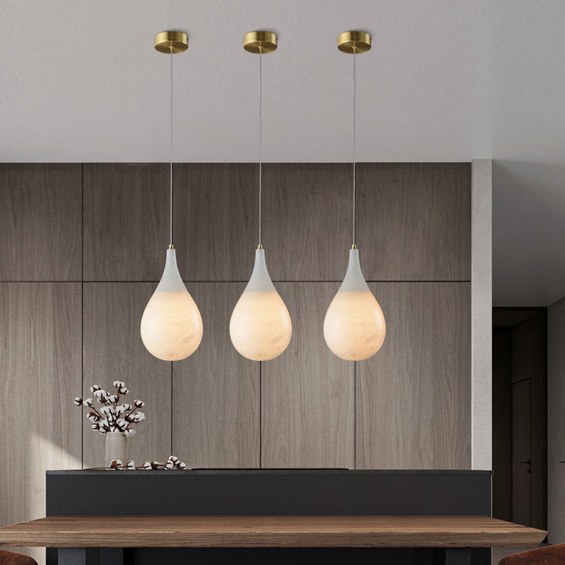 Cleo Teardrop Alabaster Pendant, Kitchen Island Pendant Lamp Fixture