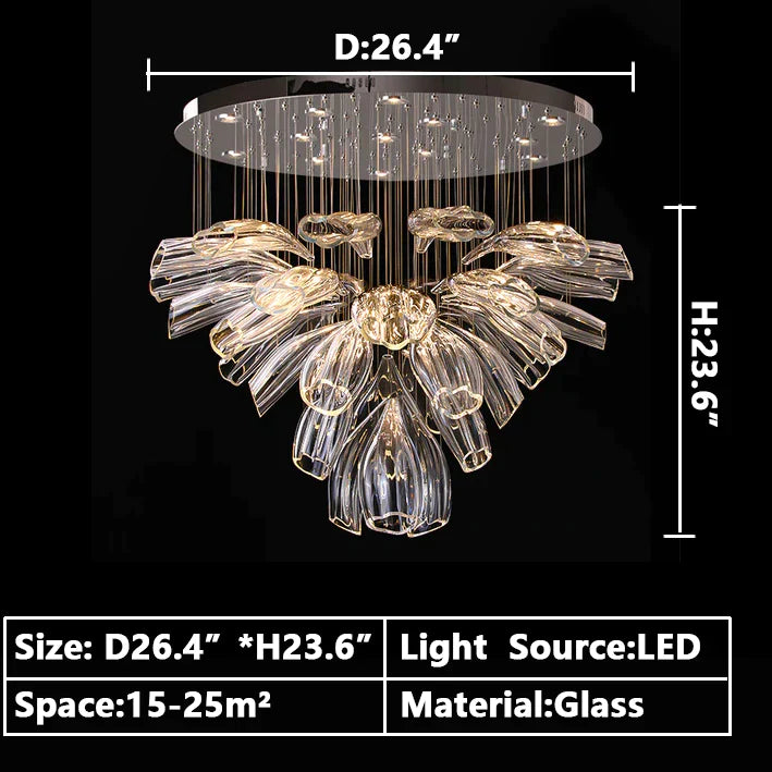 Light Luxury Art Design Petal-like Glass Chandeliers