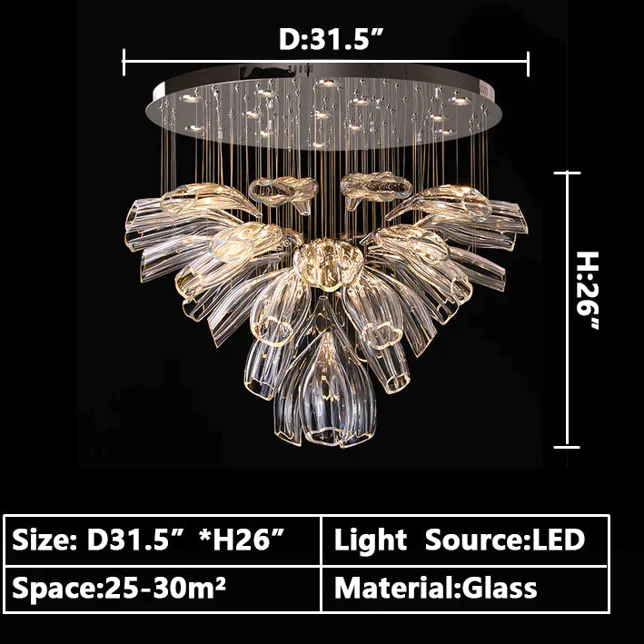 Light Luxury Art Design Petal-like Glass Chandeliers