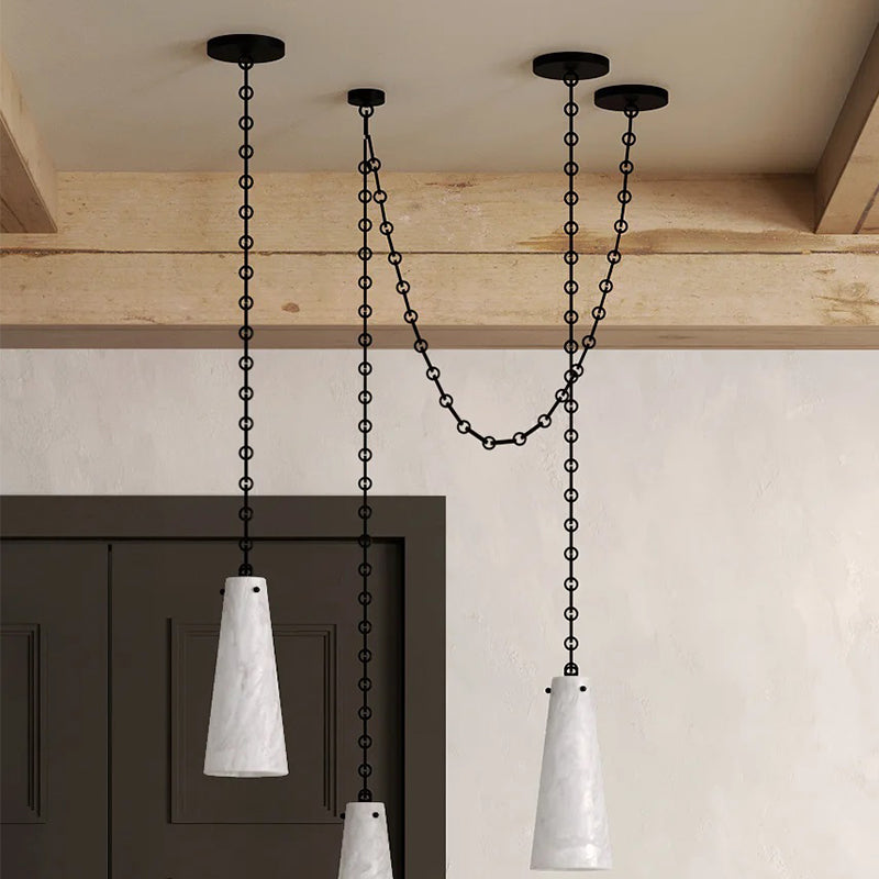 Cassie 2 Lights Handcrafted Alabaster Pendant, Luxury Modern Pendant Light