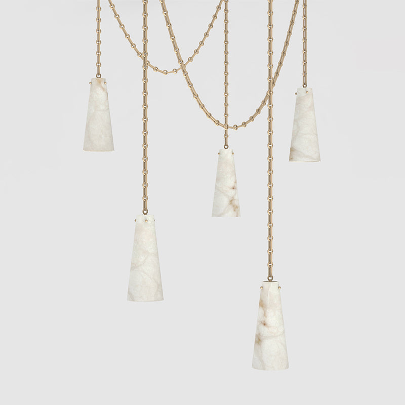 Cassie 5 Lights Handcrafted Alabaster Pendant, Luxury Modern Pendant Light