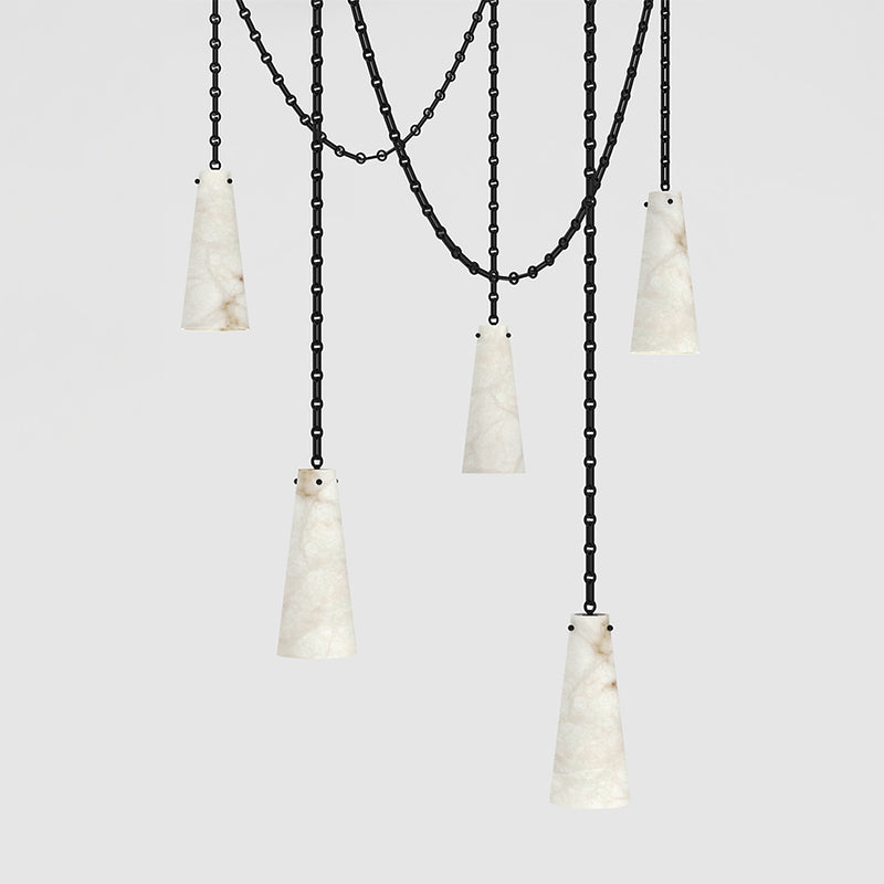 Cassie 5 Lights Handcrafted Alabaster Pendant, Luxury Modern Pendant Light