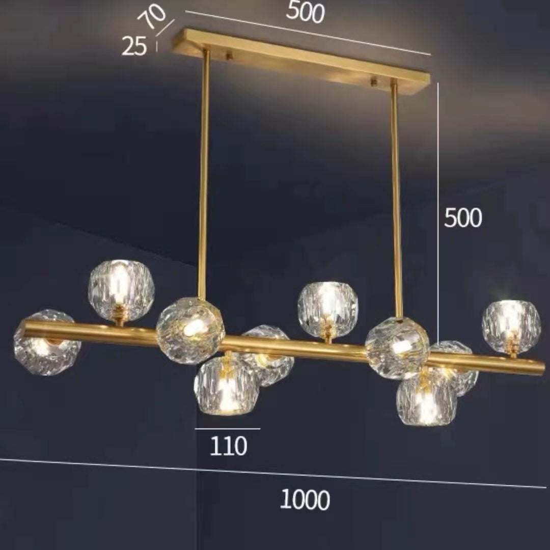 Luxury Pure Copper Chandelier K9 Crystal Dining Room Chandelier Modern Gold Ceiling Fixture Popular Molecular Bar Lights