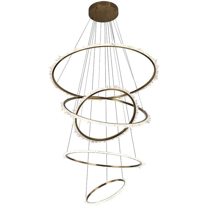 Rock Crystal Multi Rings Chandelier For Staircase - valleylamps