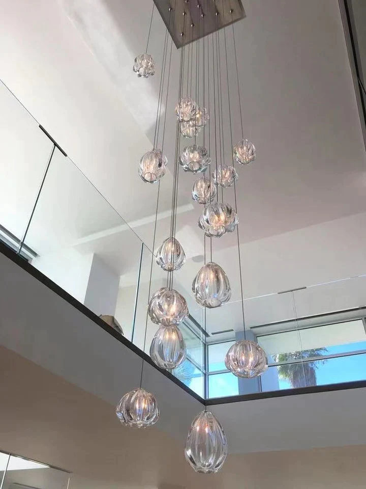 Modern Nordic Style Hand Blown Glass Pendant Crystal Chandelier For Dining Room/Living Room/Stairwell