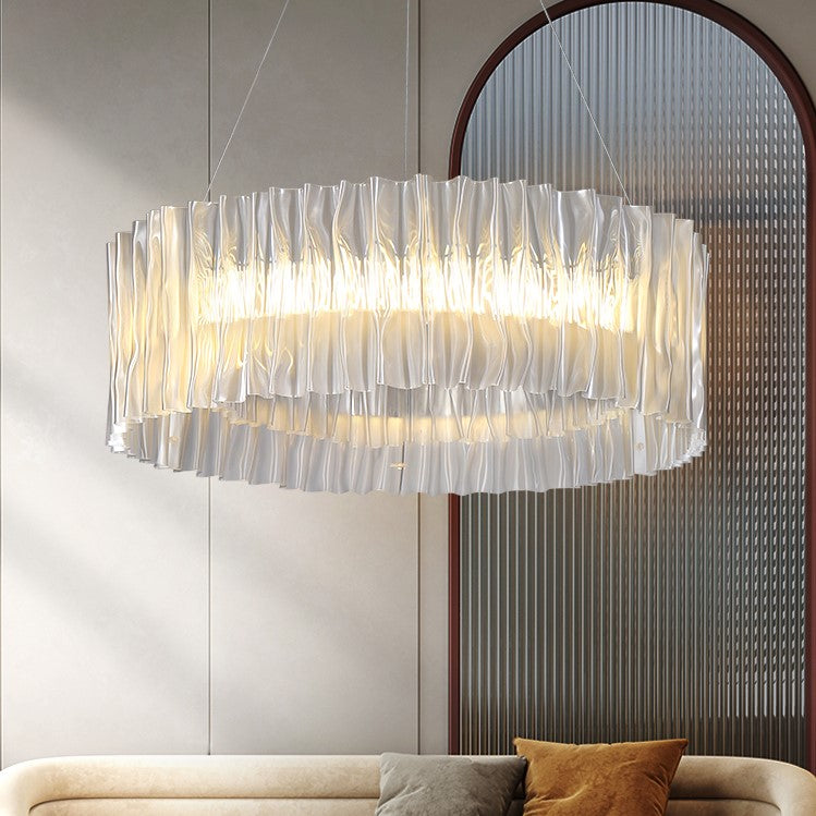 Modern Minimalism Pleated Acrylic Ring Round Ceiling Light for Living/ Ding Room/ Bar