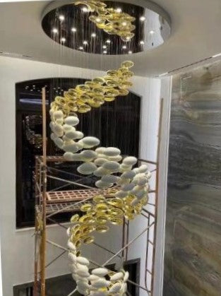 Modern Artistic Unique Golden Dragon Egg Pendant Ceiling Light Fixture for Staircase/ Sales Center/ Hotel