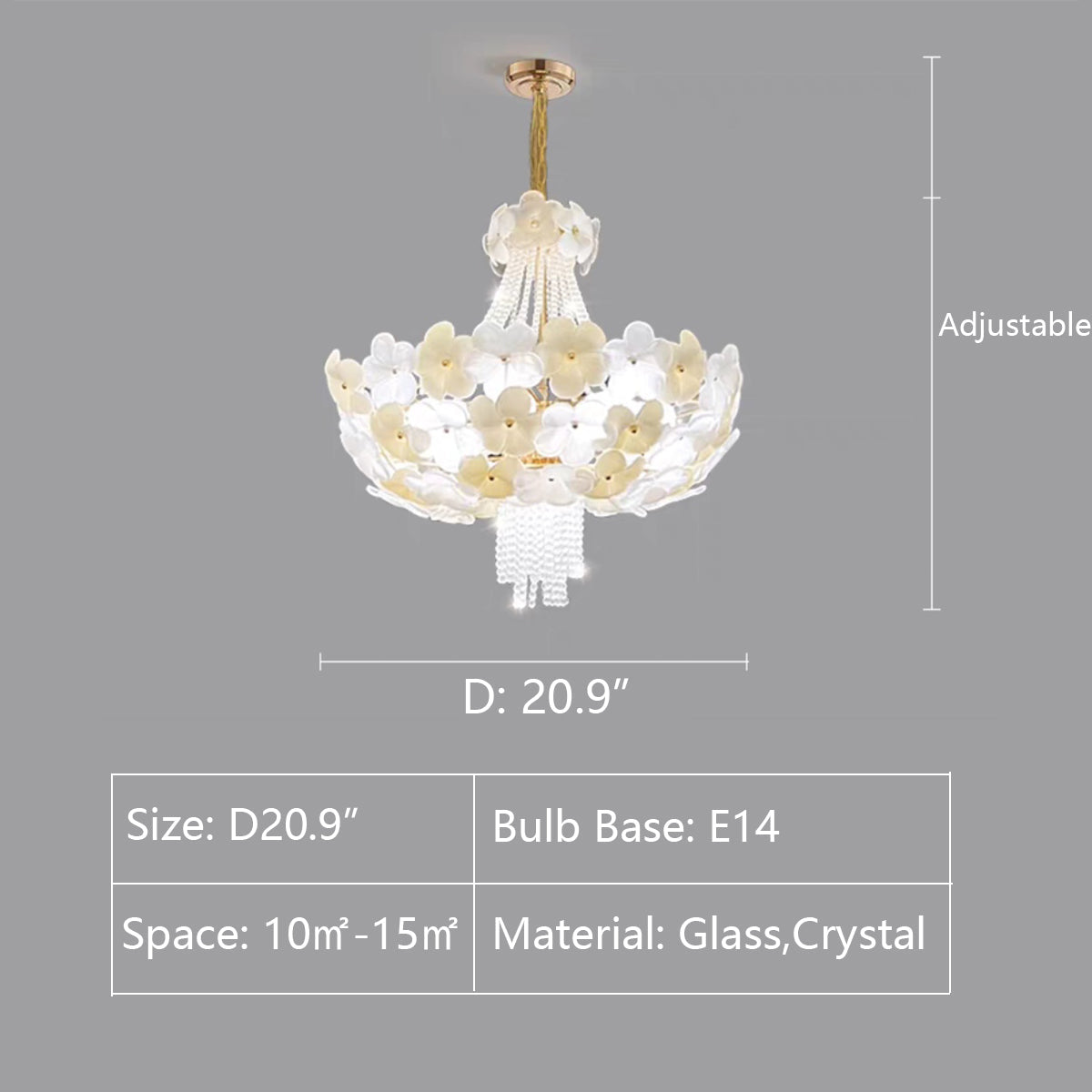 D20.9" chandelier,chandeliers,flower,branch,crystal,pendant,glass,iron,ceiling,living room,bedroom,foyer,hallway,checkroom