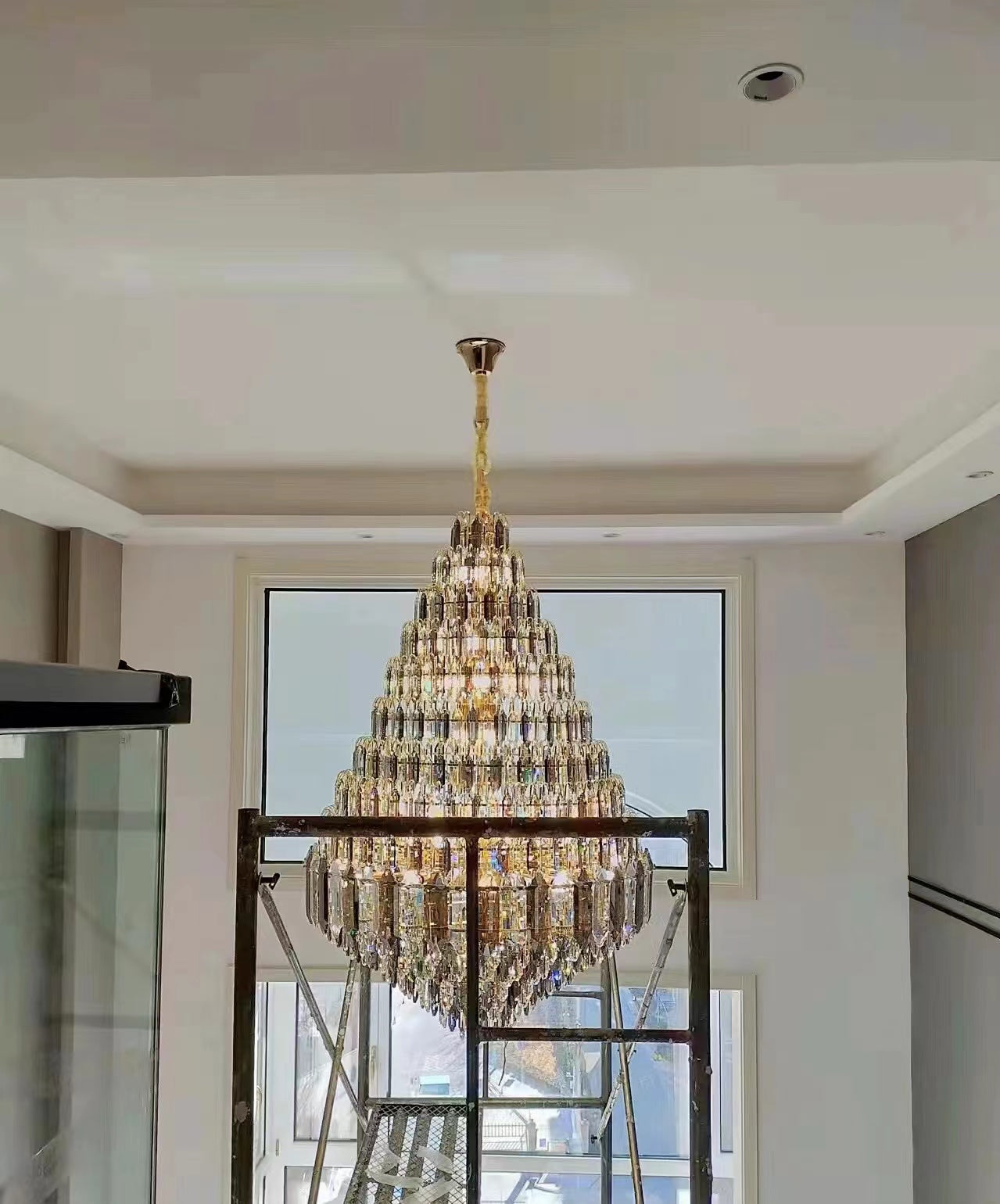 Staircase/Foyer Chandelier With High Clarity Crystals Luxury Ceiling Light