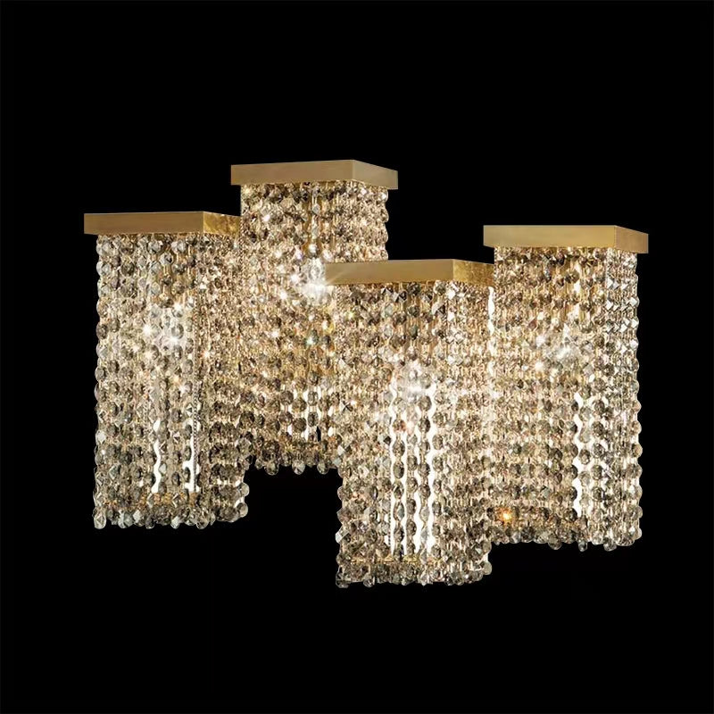 Post-Modern Light Luxury Rectangular Crystal Pendant Chandelier for Dining / Living Room / Kitchen Island