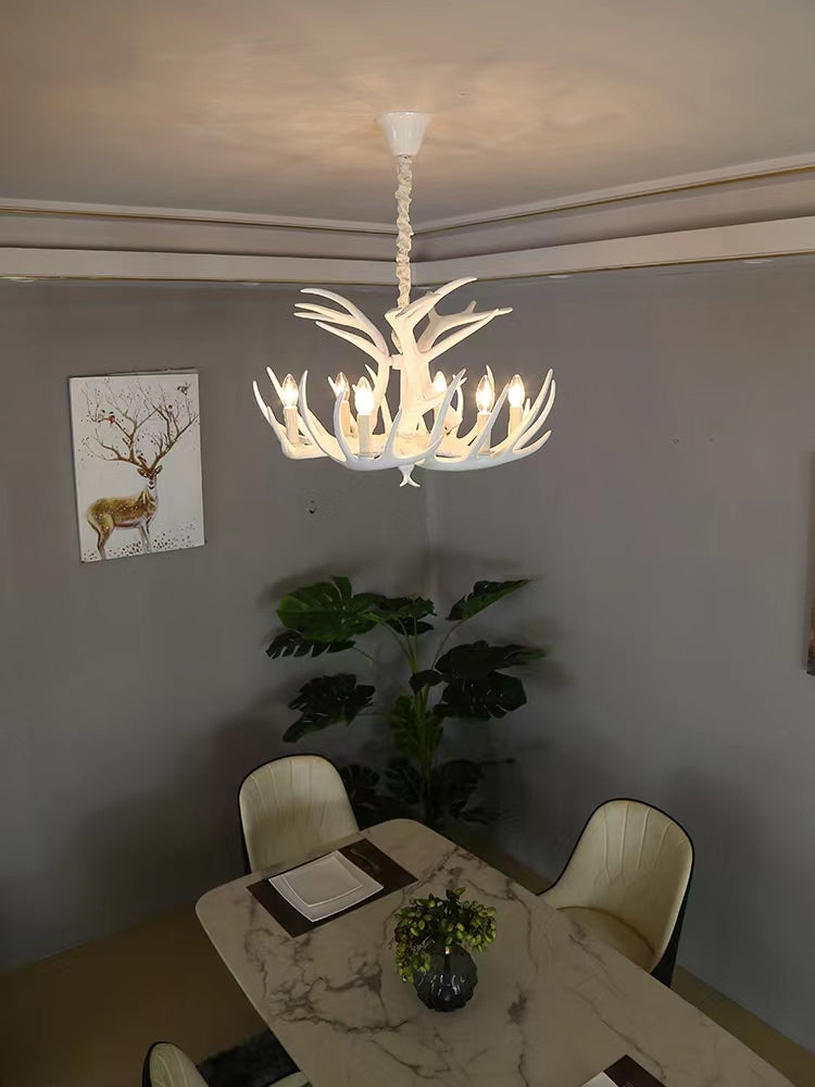 Affordable Vintage Rustic Resin Antler Candelabra Chandelier for Living Room / Restaurant / Cafe / Bar