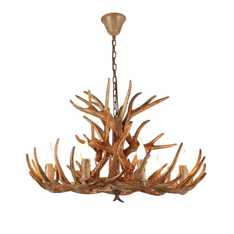 Affordable Vintage Rustic Resin Antler Candelabra Chandelier for Living Room / Restaurant / Cafe / Bar