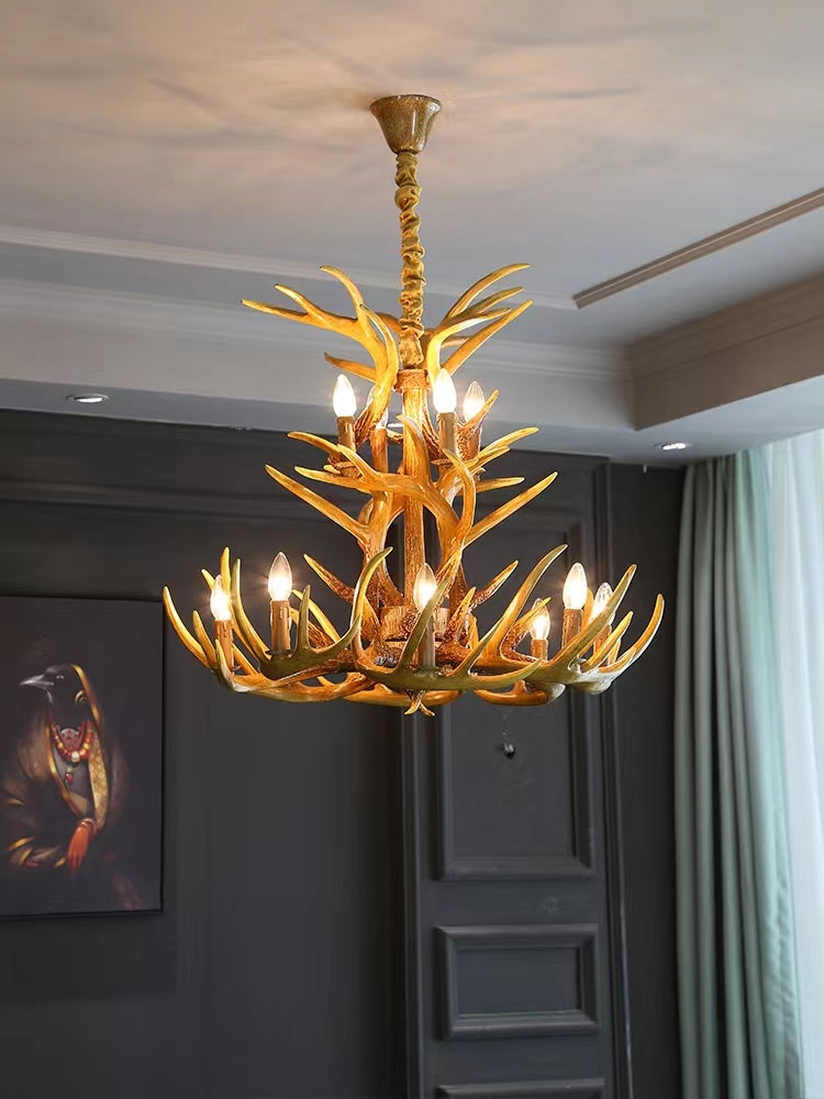 Affordable Vintage Rustic Resin Antler Candelabra Chandelier for Living Room / Restaurant / Cafe / Bar