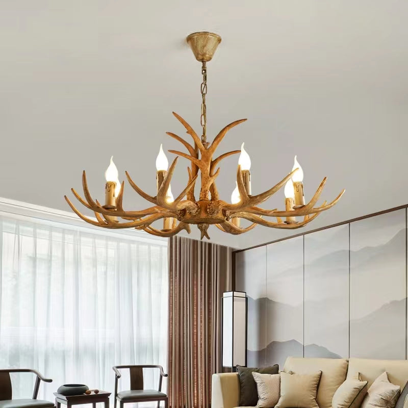 Affordable Vintage Rustic Resin Antler Candelabra Chandelier for Living Room / Restaurant / Cafe / Bar