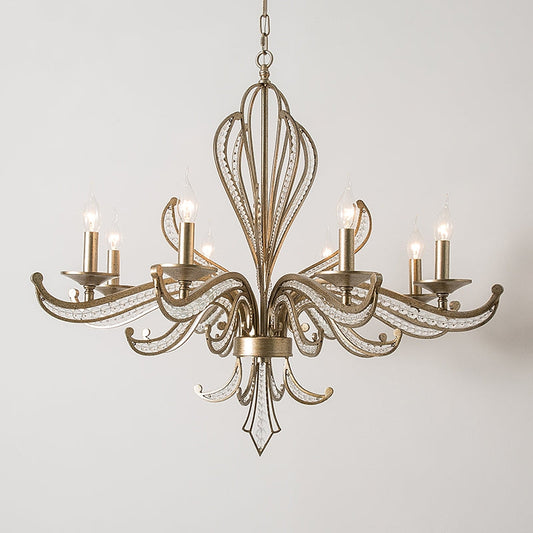Vintage Style Silver Candle Chandelier for Living Room/Dining Room