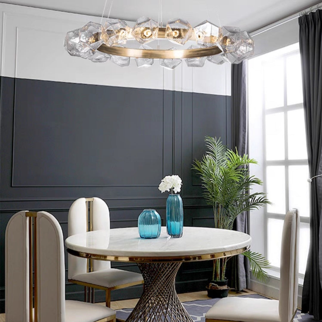 Nordic Minimalist Glass Circle Art Chandelier for Living/Dining Room/Bedroom