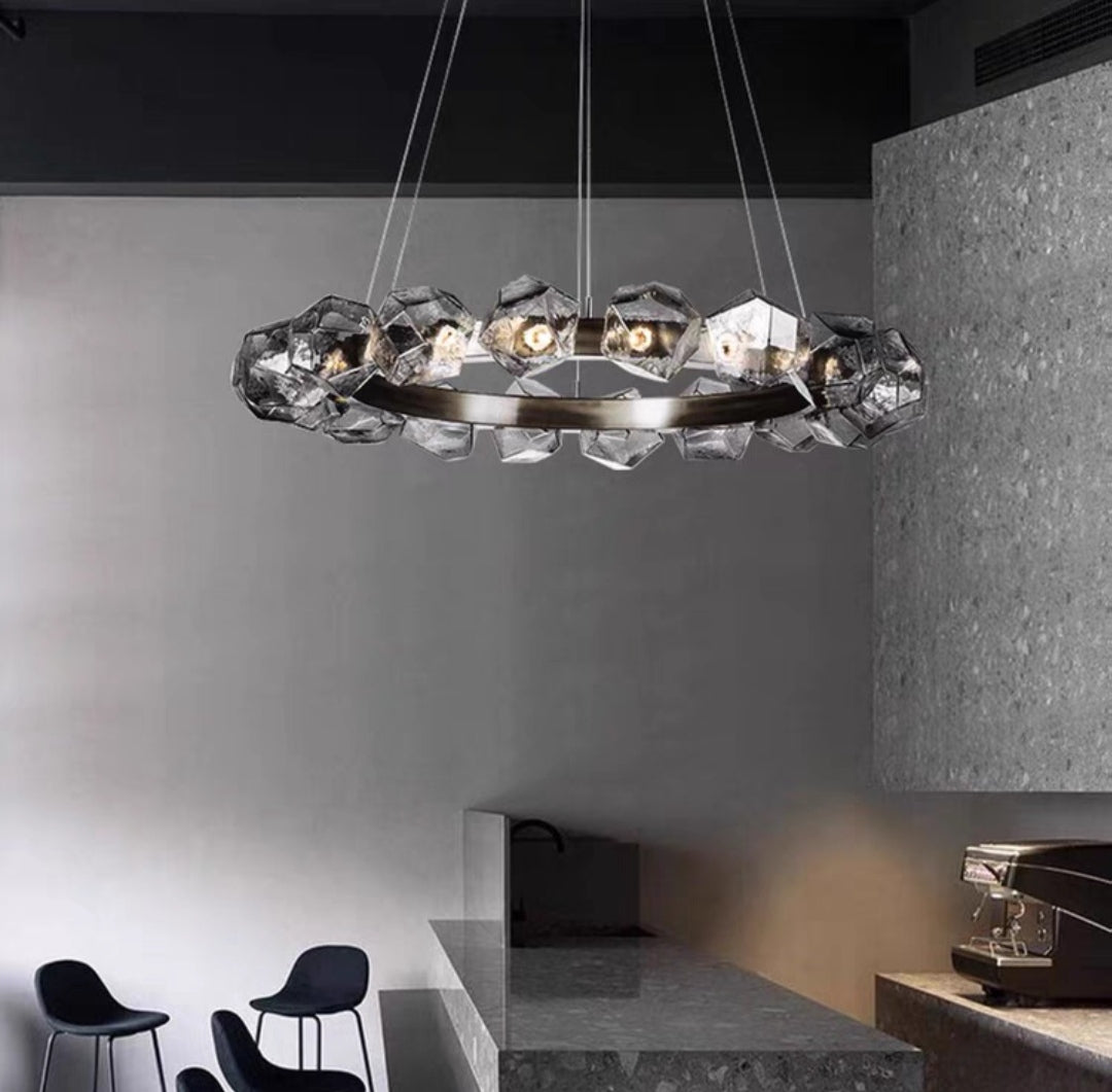 Nordic Minimalist Glass Circle Art Chandelier for Living/Dining Room/Bedroom