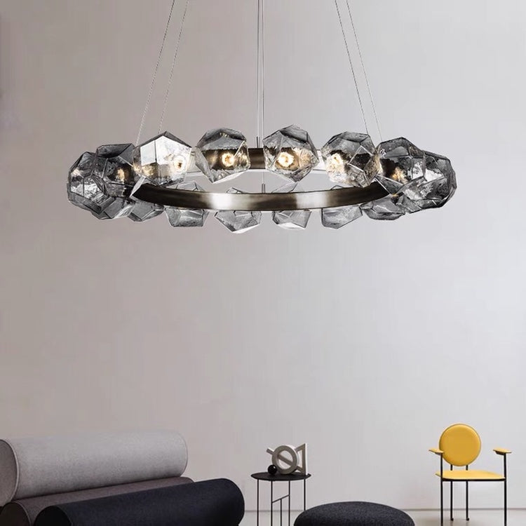 Nordic Minimalist Glass Circle Art Chandelier for Living/Dining Room/Bedroom