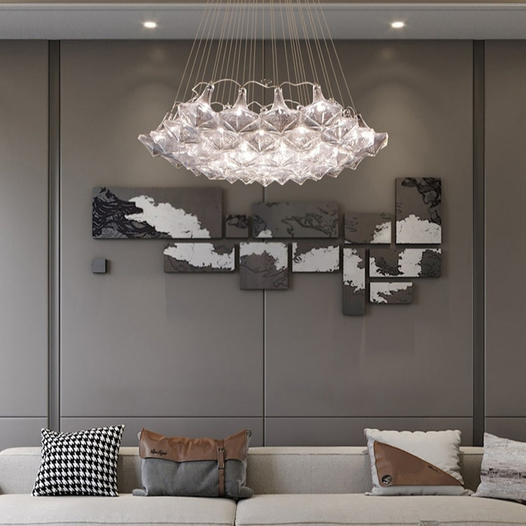 New Oversize Modern Minimalist Glass Art Chandelier for Living Room/Stairs/Foyer