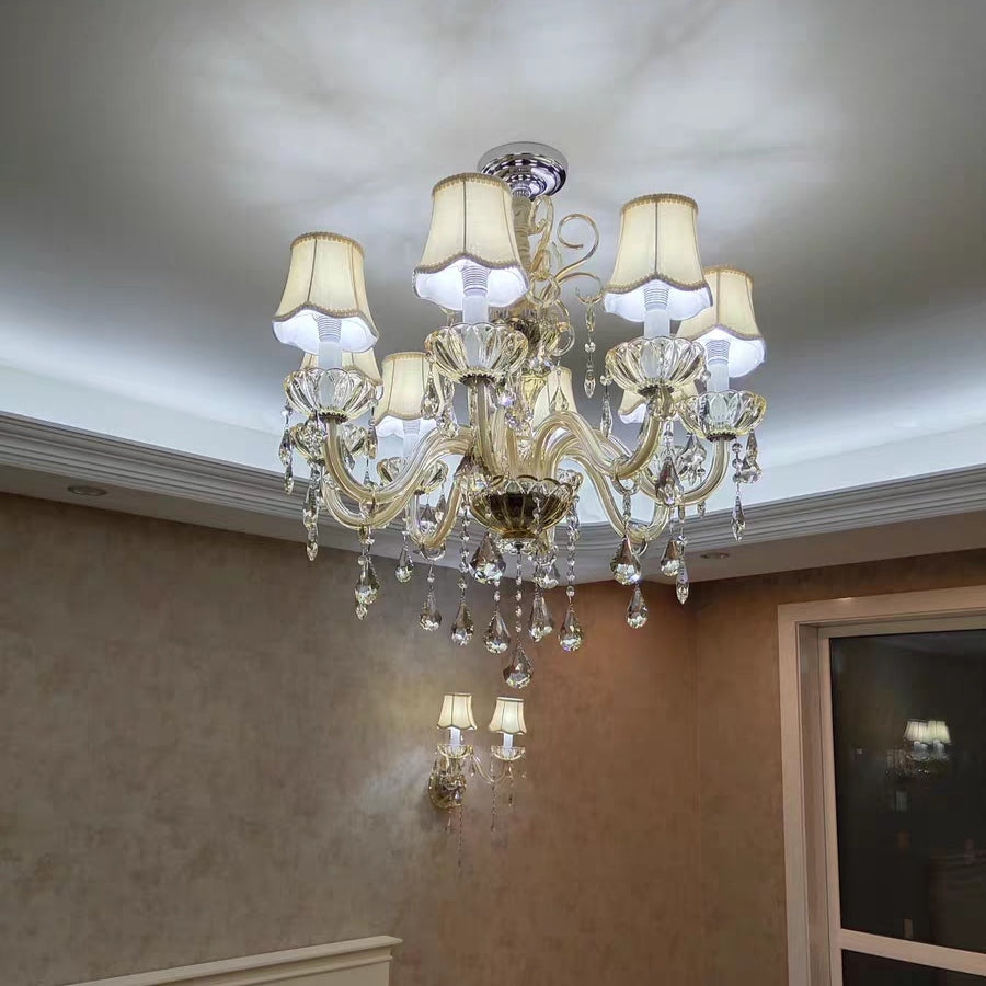 Extra Large Luxury Multi-Tiered Crystal Pendant Chandelier for High-Ceiling Rooms