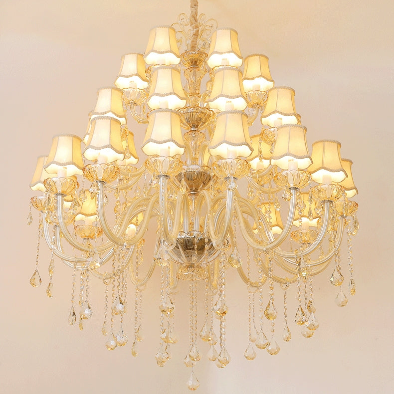 Extra Large Luxury Multi-Tiered Crystal Pendant Chandelier for High-Ceiling Rooms