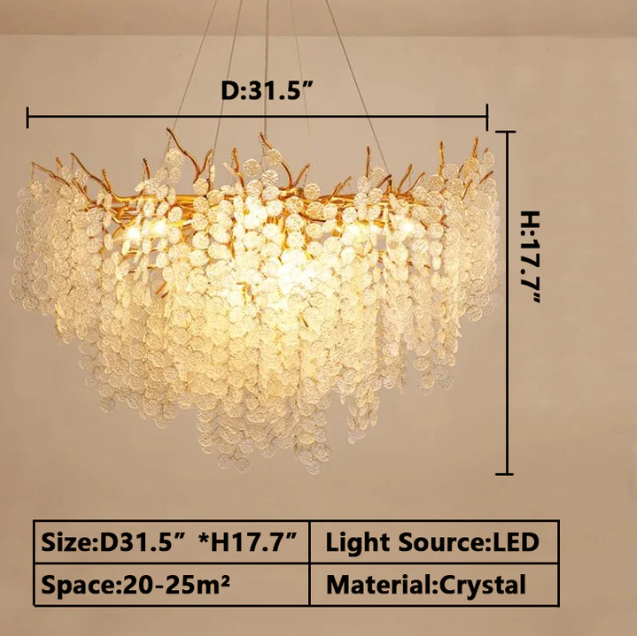 Luxury Branches Crystal Frosted Glass Chandelier Designs for Living /Dining Room Elegant Ceiling Light Wall Lamp Home Set