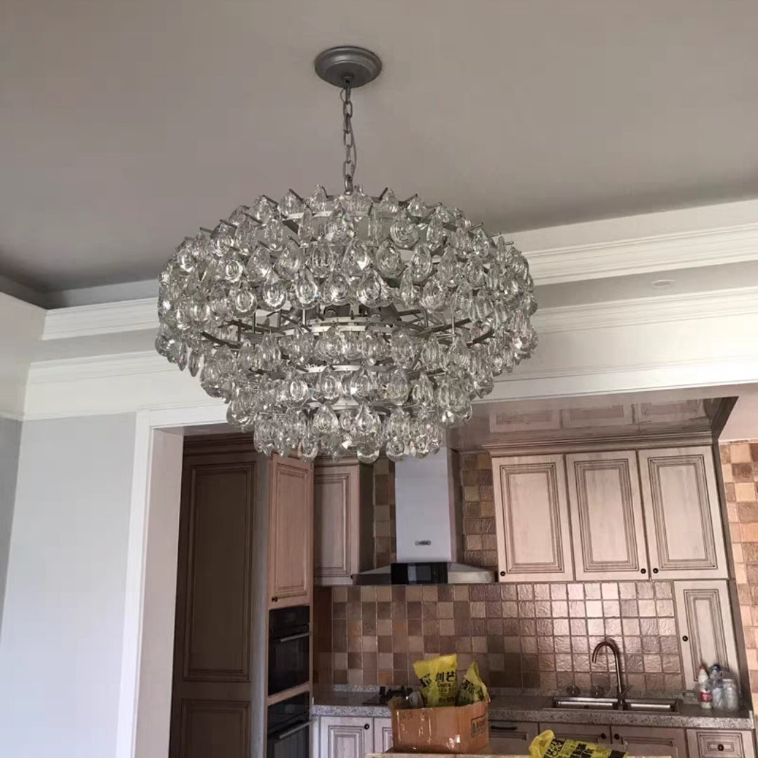 New Modern Tiers Raindrop Crystal Chandelier for Living/Dining Room/Bedroom/Cafe