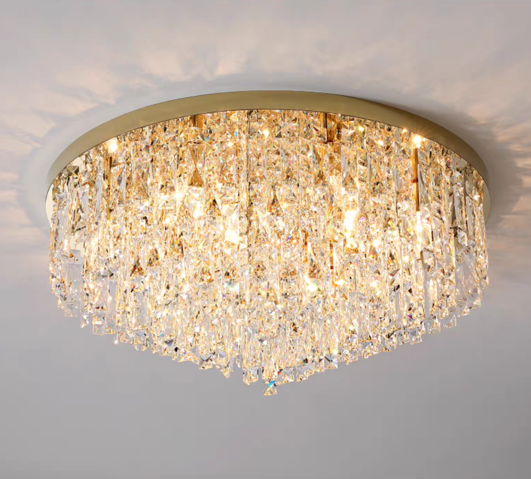 Oversize Luxury Flush Mount Crystal Chandelier for Living Room/Bedroom