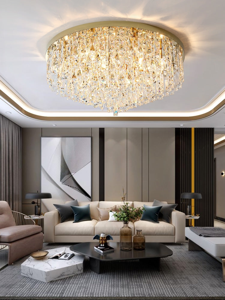 Oversize Luxury Flush Mount Crystal Chandelier for Living Room/Bedroom