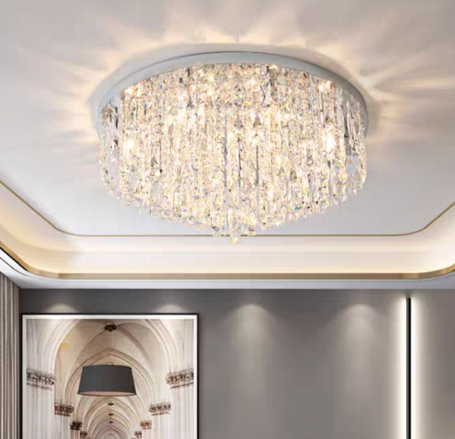 Oversize Luxury Flush Mount Crystal Chandelier for Living Room/Bedroom