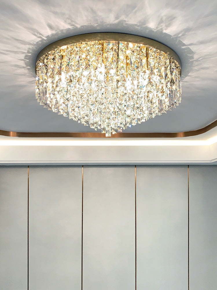 Oversize Luxury Flush Mount Crystal Chandelier for Living Room/Bedroom