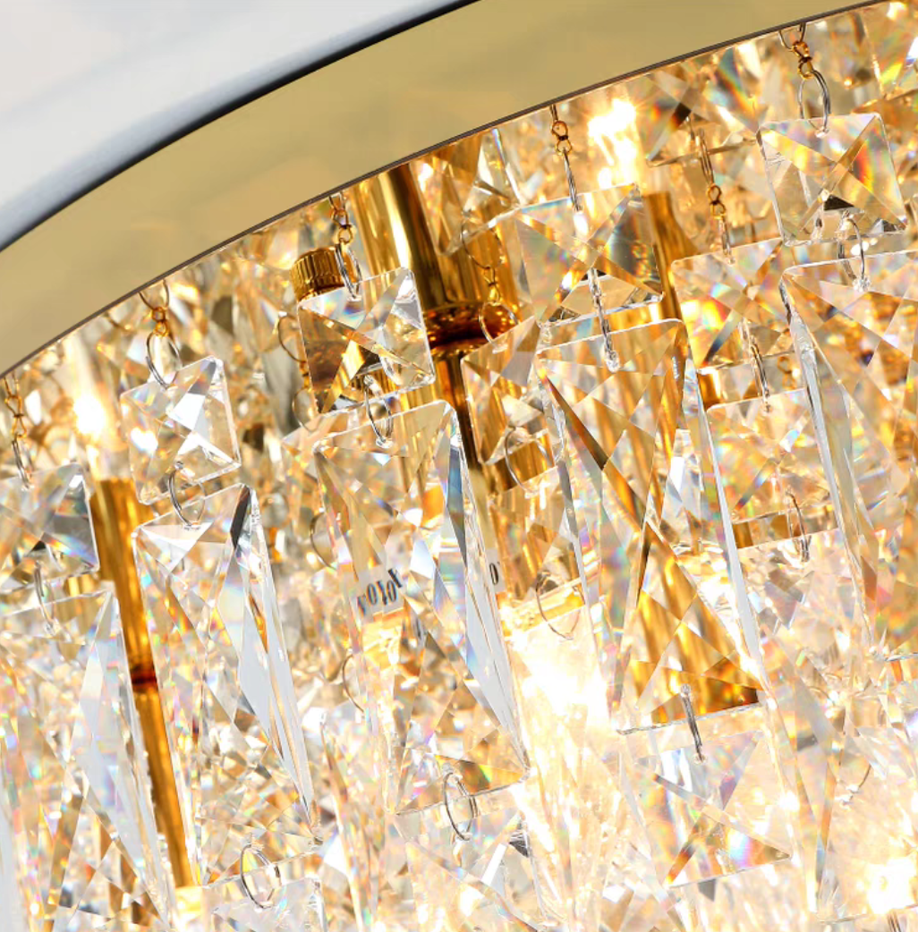 Oversize Luxury Flush Mount Crystal Chandelier for Living Room/Bedroom