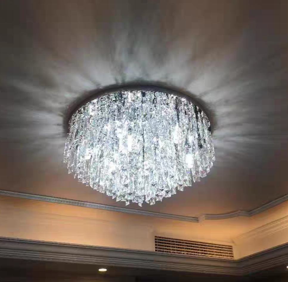 Oversize Luxury Flush Mount Crystal Chandelier for Living Room/Bedroom