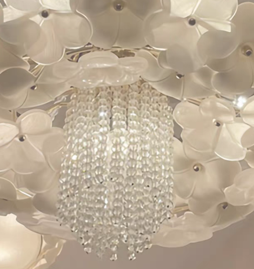 Modern Light Luxury Designer Style Flower Light Crystal Pendant Chandelier for Living Room/Bedroom/Big Entryway