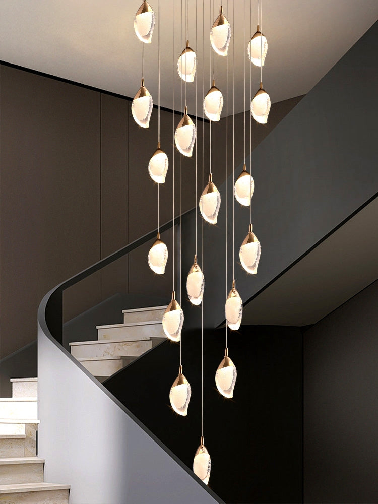 Modern Mango Shape Light Crystal Air bubbles Pendant Chandelier for Stairs/Living Room/High-Ceiling Room