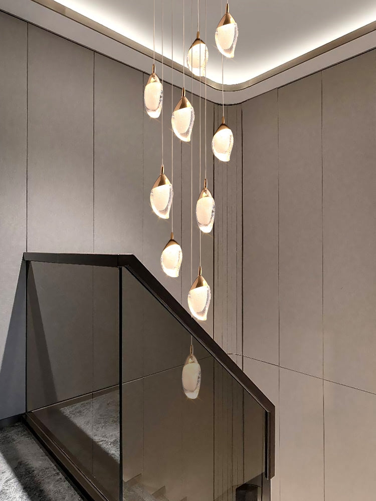 Modern Mango Shape Light Crystal Air bubbles Pendant Chandelier for Stairs/Living Room/High-Ceiling Room