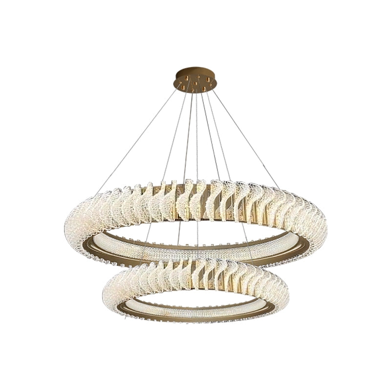 Extra Large Tiers Modern Stainless Steel Ring Chandelier for Living Room/Foyer/Big Entrys