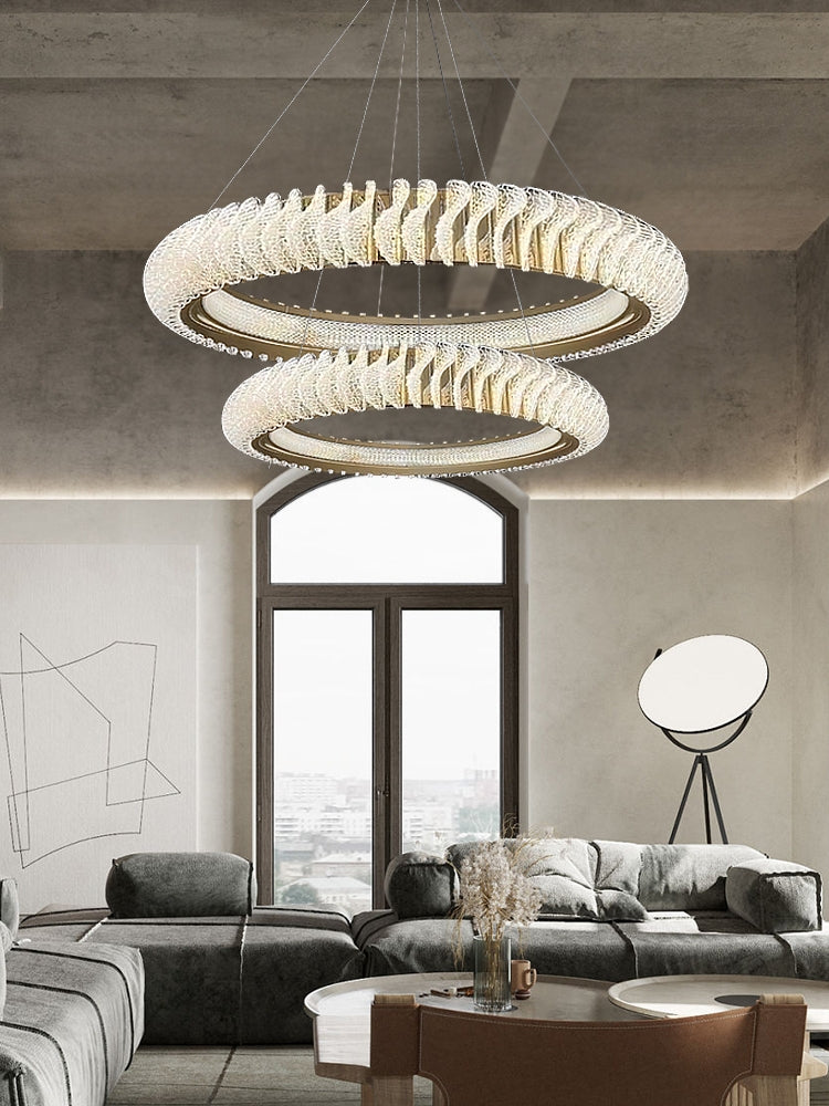 Extra Large Tiers Modern Stainless Steel Ring Chandelier for Living Room/Foyer/Big Entrys