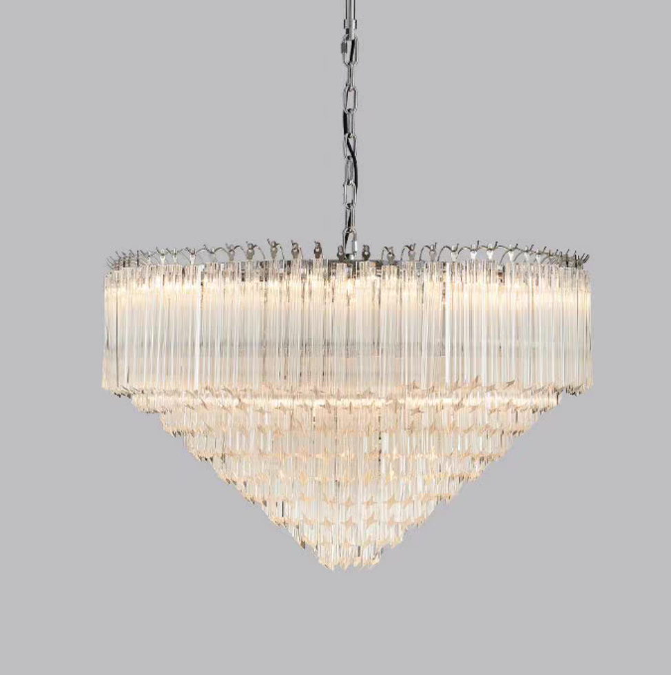 Multi-Tier Modern Light Luxury Crystal Rods Pendant Chandelier for Living Room/Bedroom/Foyer/Entrys