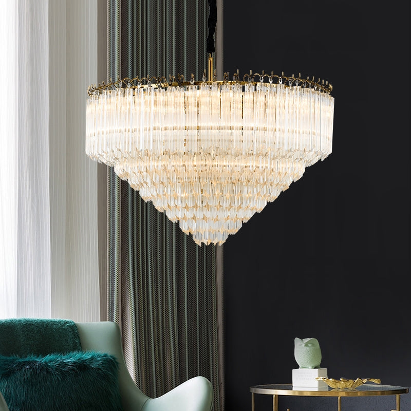 Multi-Tier Modern Light Luxury Crystal Rods Pendant Chandelier for Living Room/Bedroom/Foyer/Entrys