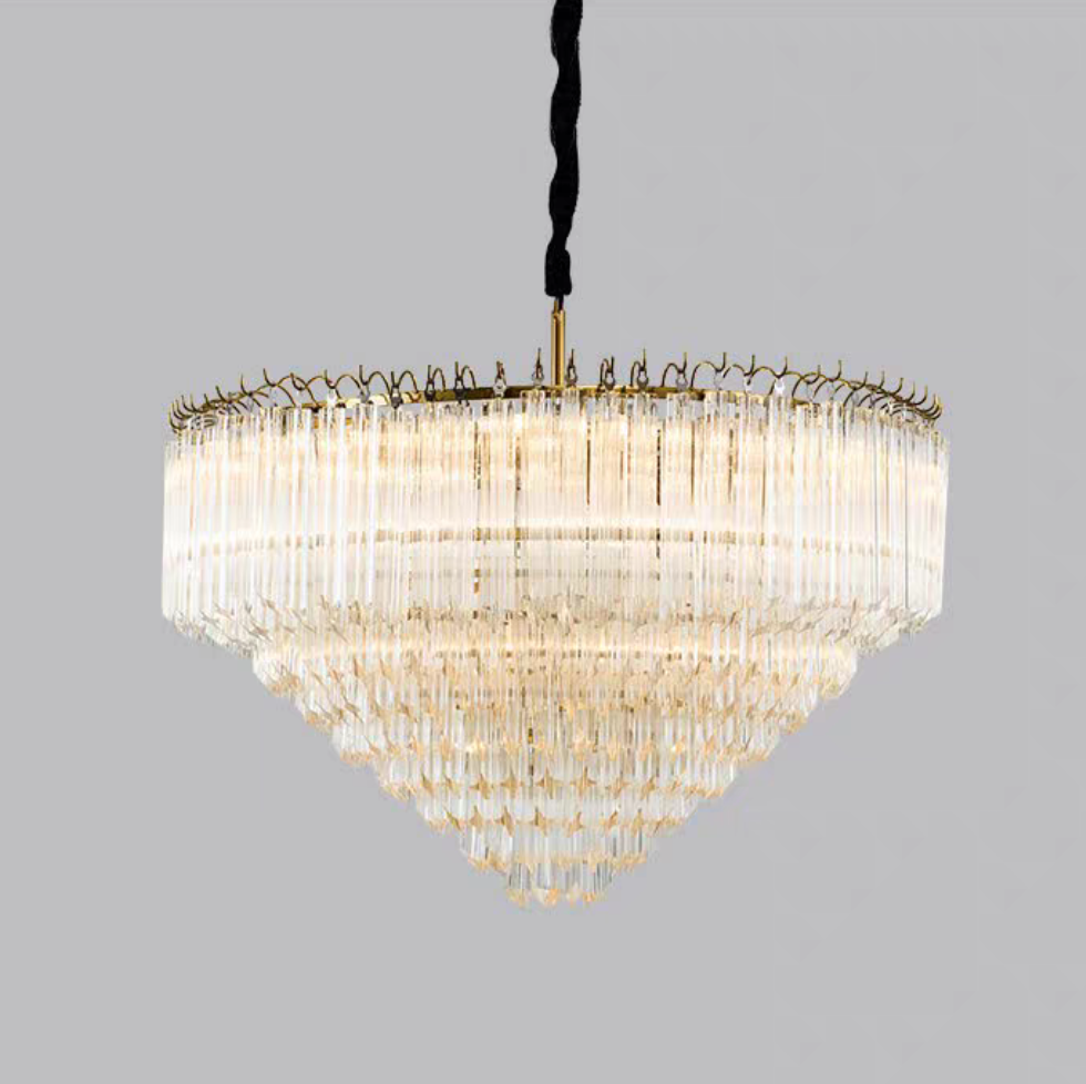 Multi-Tier Modern Light Luxury Crystal Rods Pendant Chandelier for Living Room/Bedroom/Foyer/Entrys