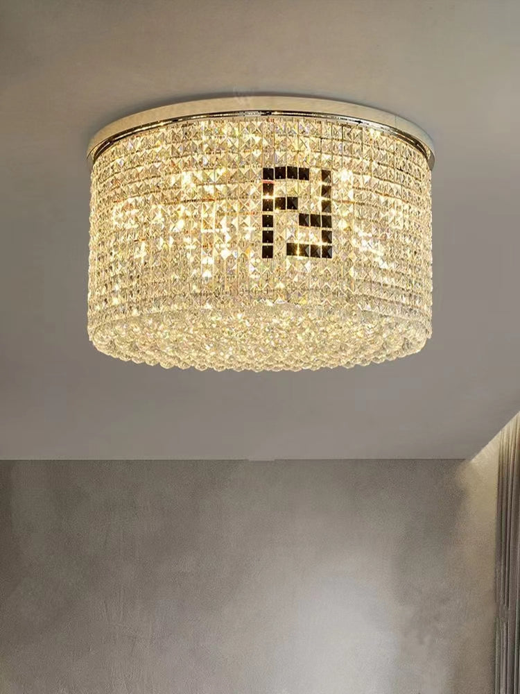 Designer Model Flush Mount Crystal Pendant Round Chandelier for Living/Dining Room/Study