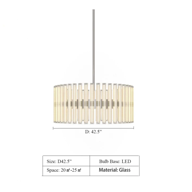 D42.5" Aurora LED Chandelier,chandeleir,chandeliers,round,glass,glass rod,rods,steel,classic,ring,living room,dining room,bedroom