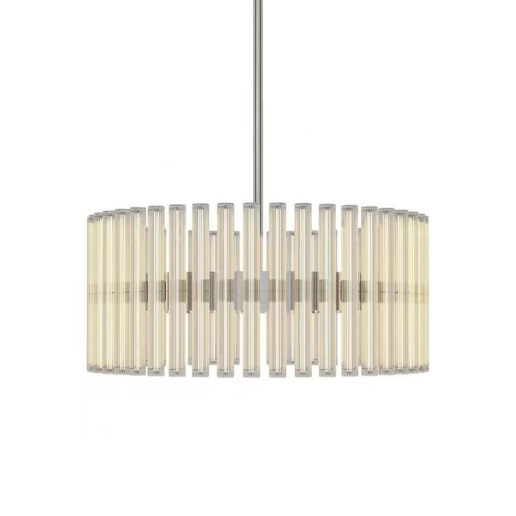 Modern Nordic Minimalist Round Glass Rod Pendant Chandelier for Living Room/Dining Room