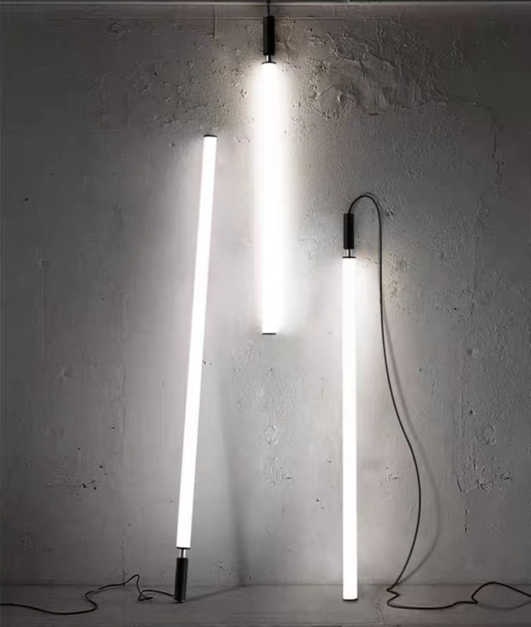 Nordic Fashion Minimalist Black Straight Pendant Chandelier for Bedside/Staircase/Loft/Duplex