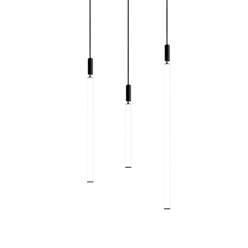 Nordic Fashion Minimalist Black Straight Pendant Chandelier for Bedside/Staircase/Loft/Duplex